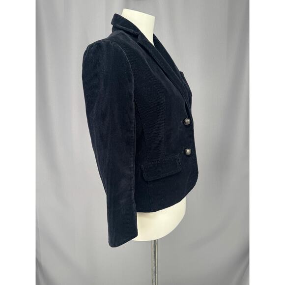 Hollister Blazer Womens Small Blue Corduroy Two Button Logo Lined Jacket - Picture 4 of 12